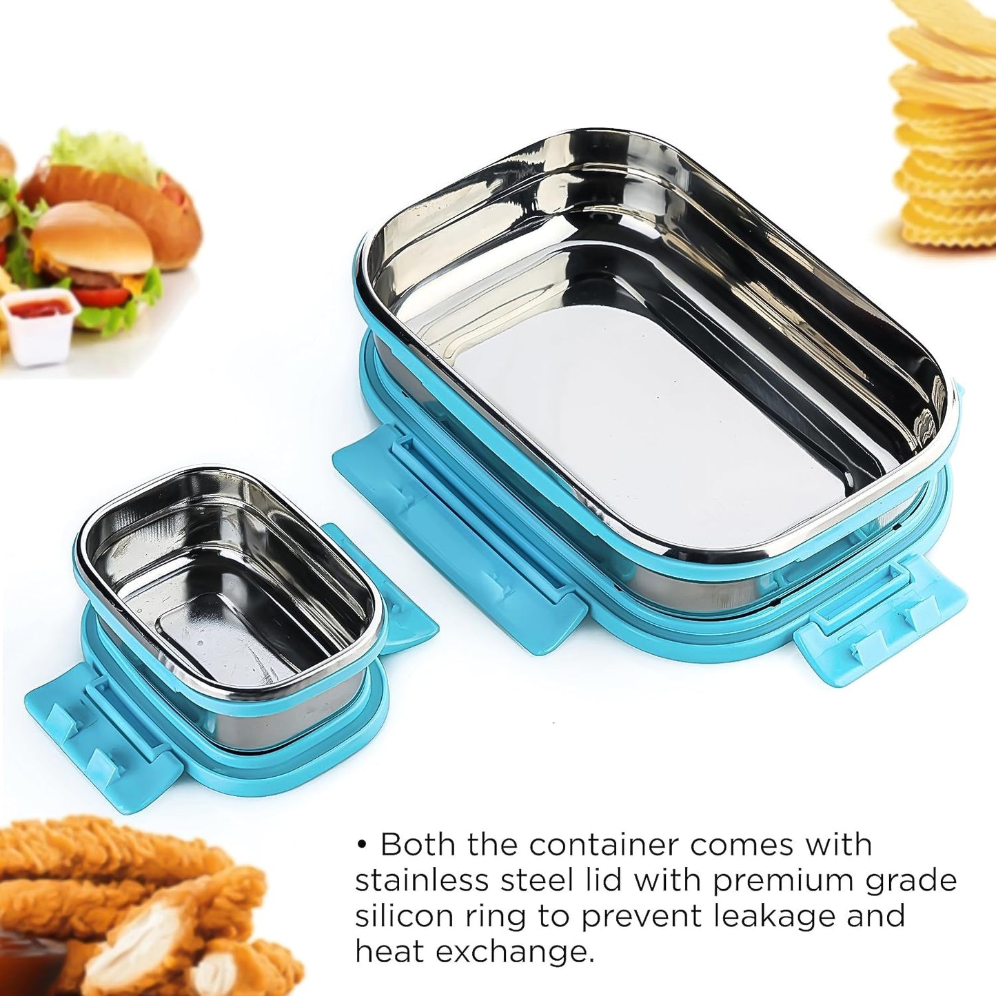 Premium Stainless Steel Lunch Box for Kid, 2 Containers Lunch Box