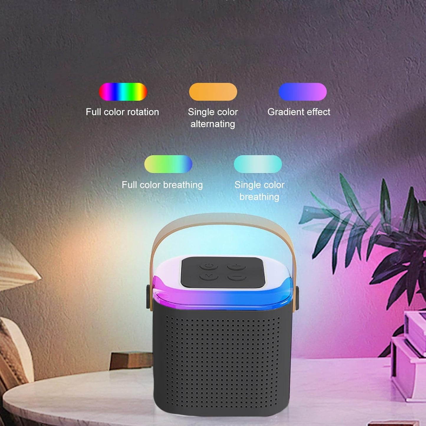 Wireless Speaker Microphone Set, RGB Light Portable Karaoke Speaker Mic Set Travel Friendly