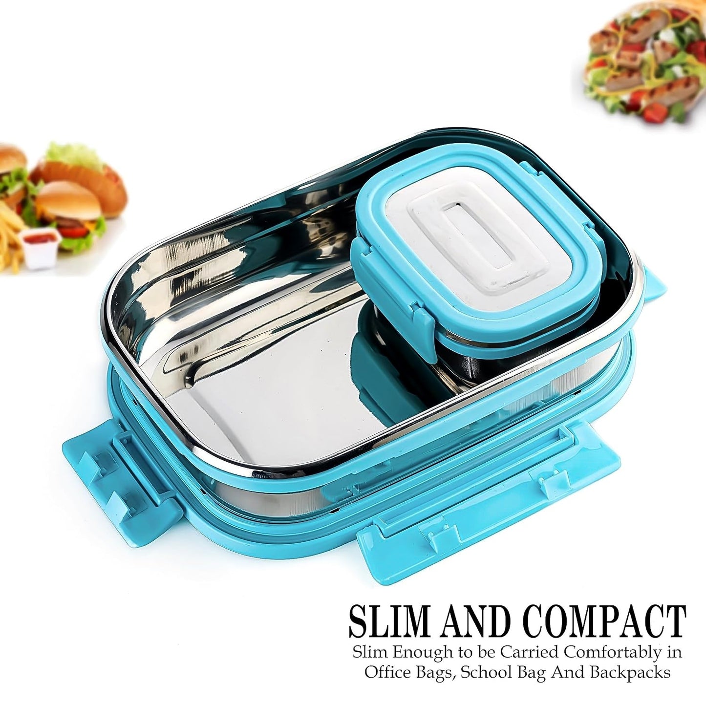 Premium Stainless Steel Lunch Box for Kid, 2 Containers Lunch Box