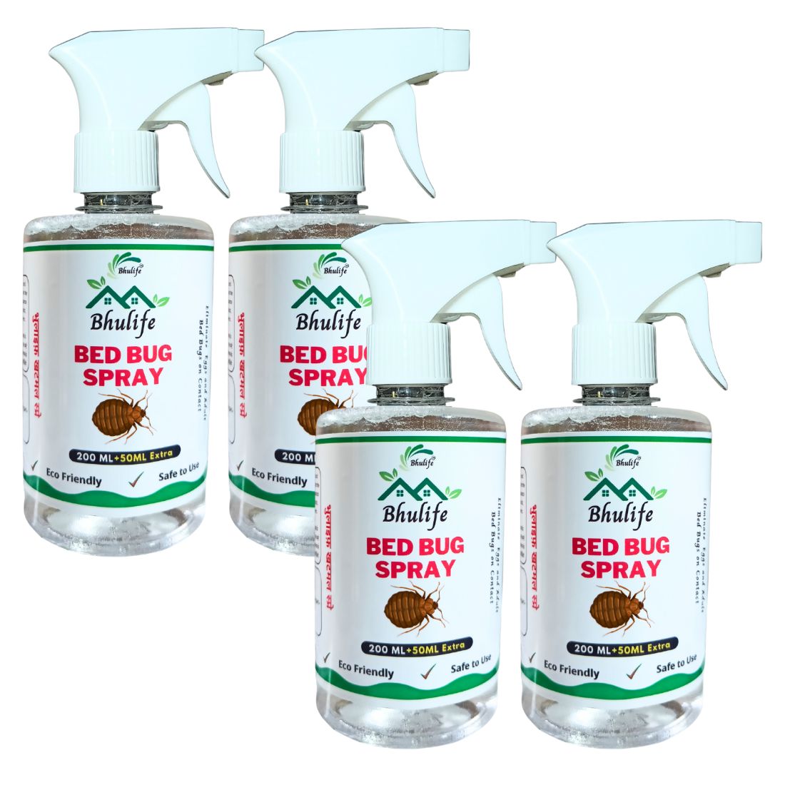 Bhulife Bedbug Killer Spray | Bedbug Master New Extra Strong Pack | 50ML More (250MLx4)
