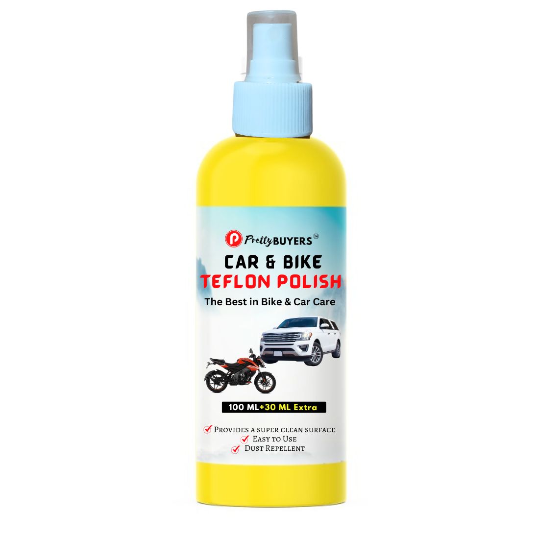 PrettyBUYERS Best Car Polish & Bike Polish | Car Exterior Cleaning Polish | Make Your Car Clean & Shine | 130MLx2