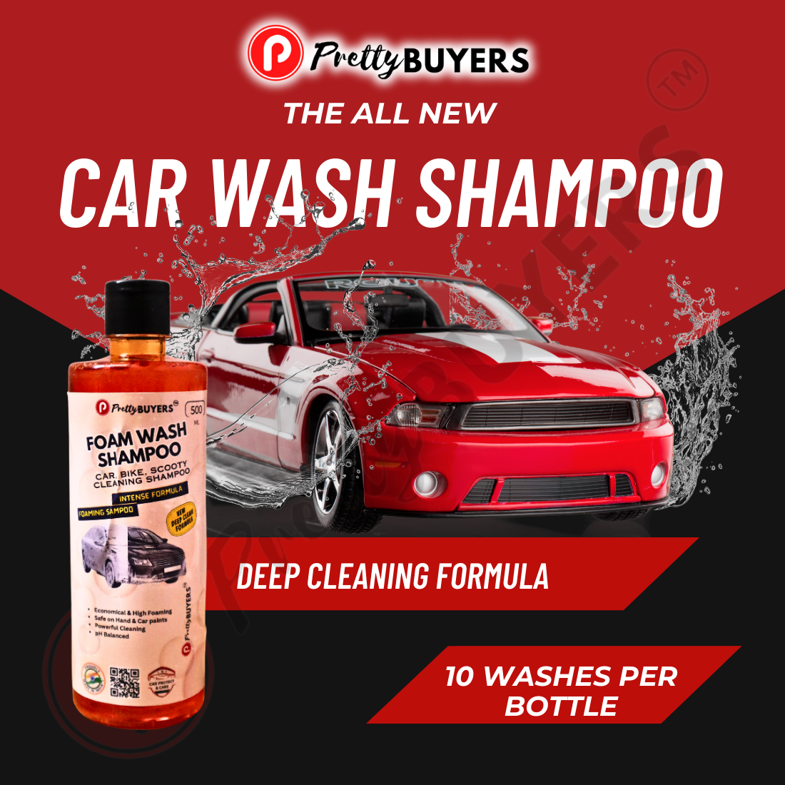 PrettyBUYERS Car Shampoo Concentrate 500ML (Pack Of 4)