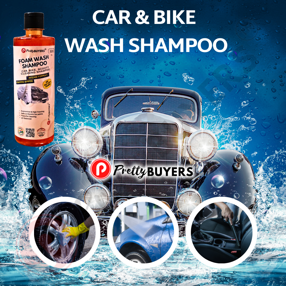 PrettyBUYERS Car Shampoo Concentrate 500ML (Pack Of 4)