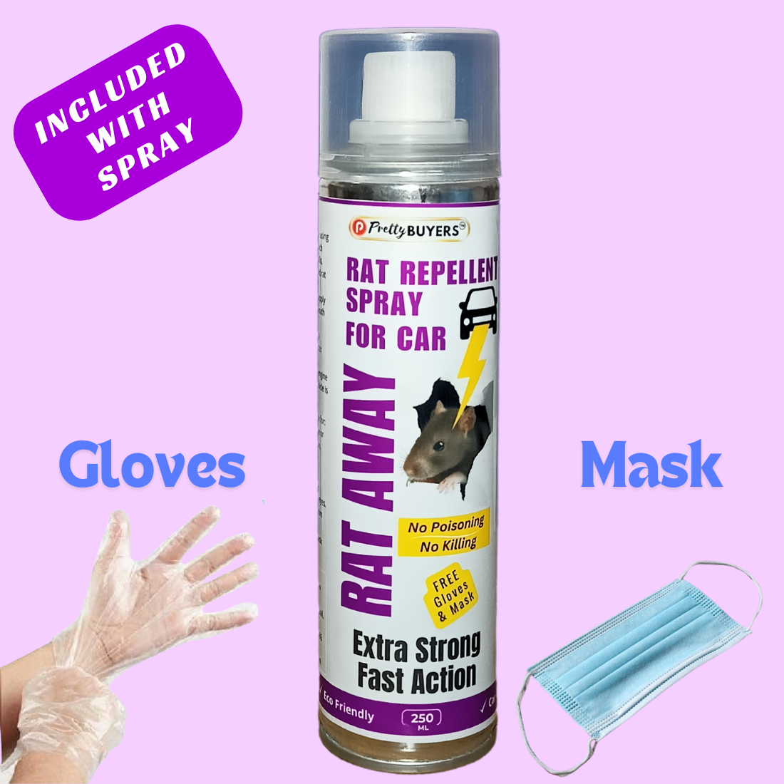 PrettyBUYERS Rat Away Rat Repellent Spray for Car & Home 250ML