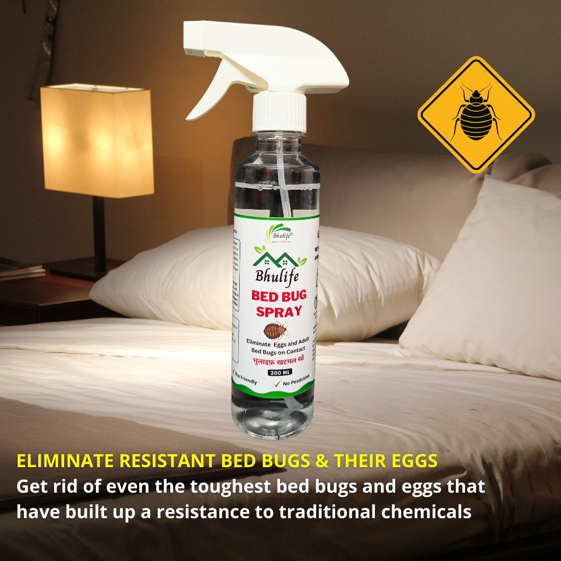 Bhulife Natural Organic Bedbug Killer Spray|Khatmal Marne Ki Dawai|Khatmal Maar 200MLx3