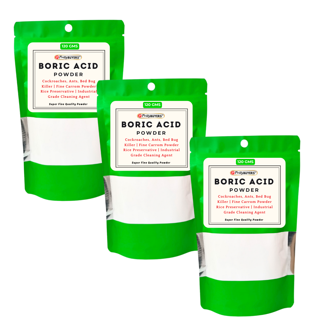 Boric Acid Powder for Cockroahes Repellent|Carrom Board Powder|Rice Preservative | All Purpose Cleaner | 120GM