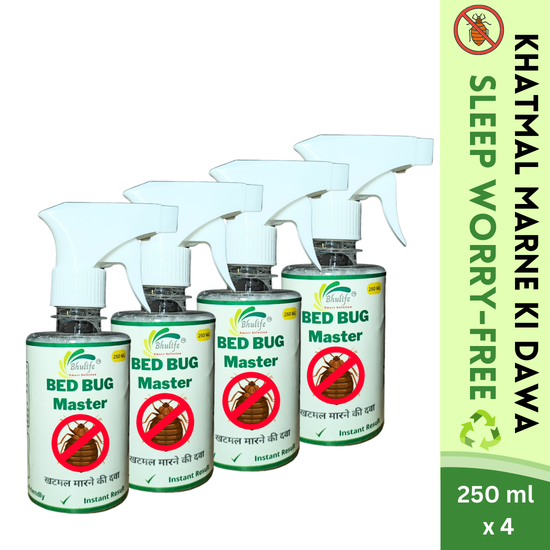 Organic Bedbug Control Spray | No More Bed Bugs | Khatmal Maar 250MLx4