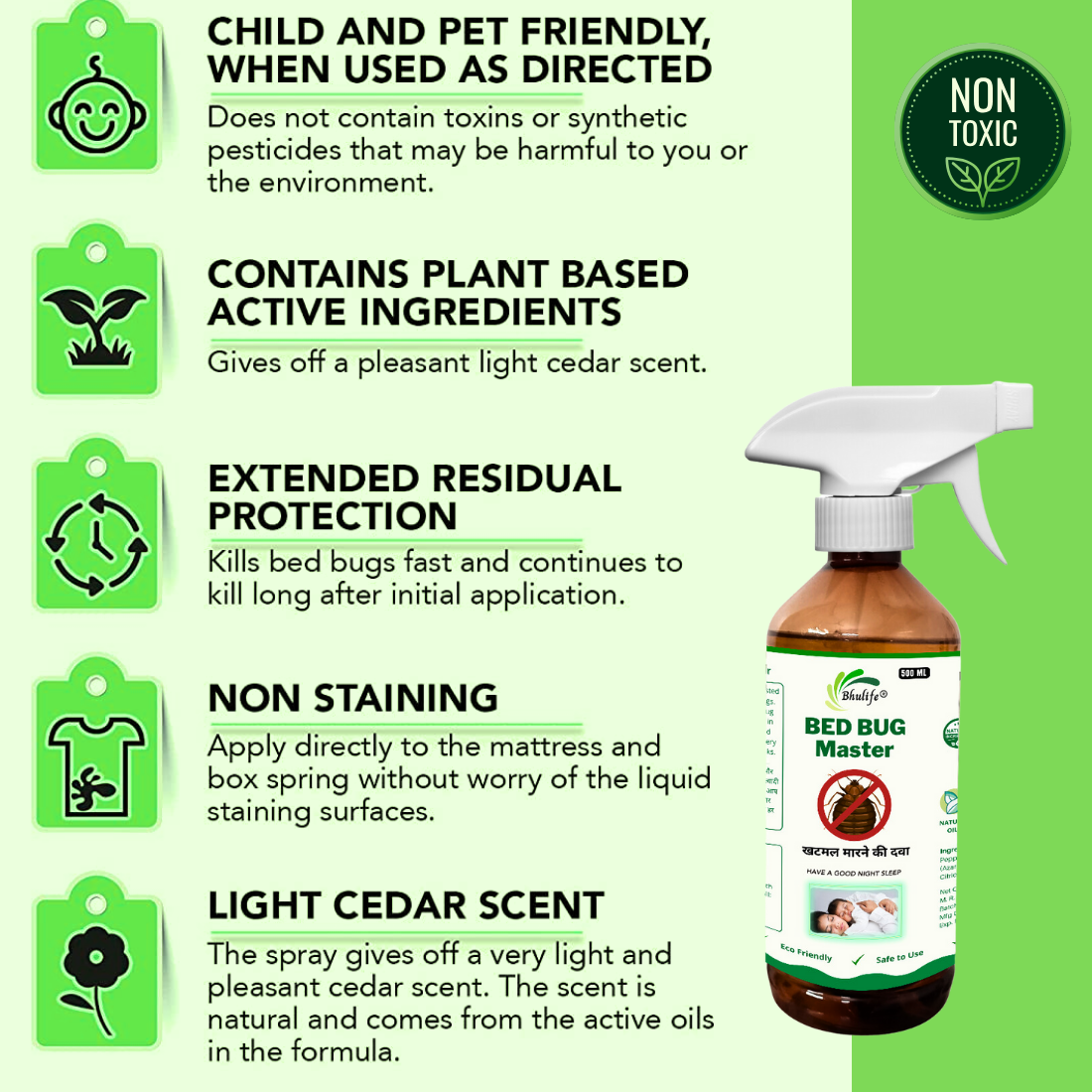 Bhulife New Advance Bedbug Killer Spray | 100% Organic Spray | 500MLx1
