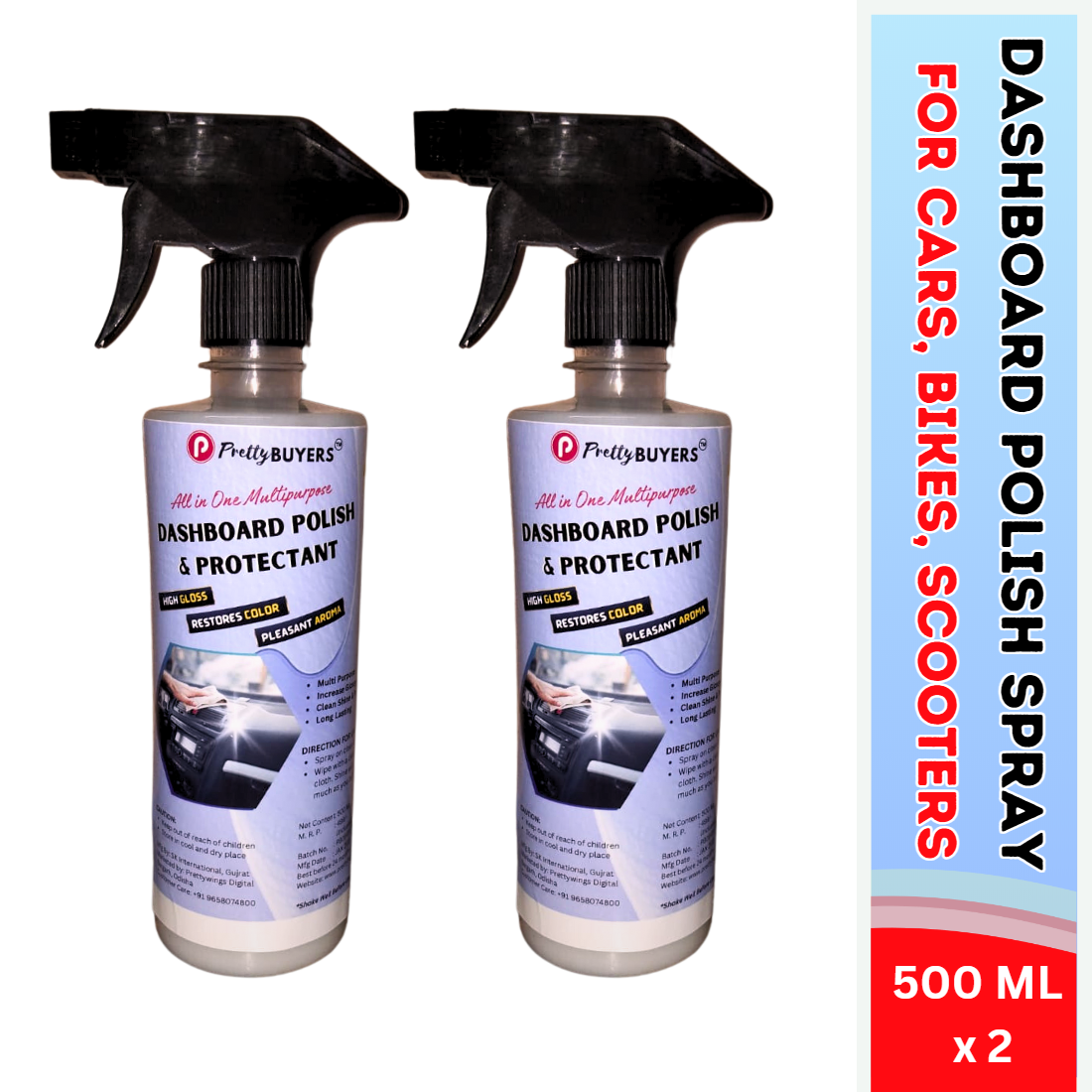 PrettyBUYERS Dashboard Polish and Protectant Spray 500 MLx2