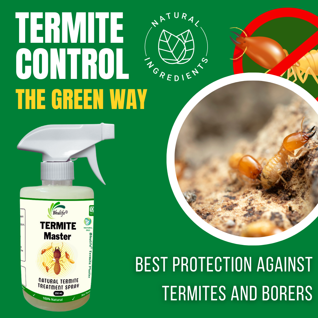 Bhulife Natural Termite Killer Spray & Wood Protection 250MLx3