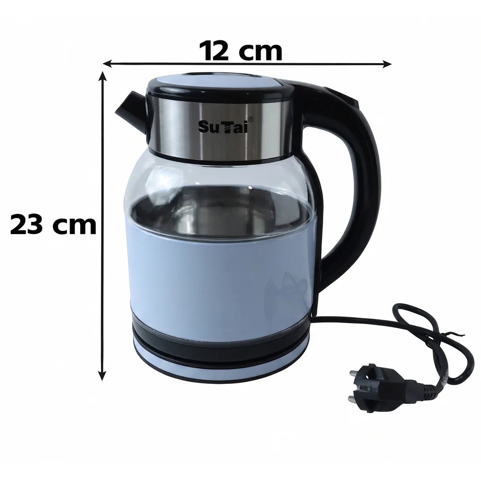 Pretty Buyers Suta Electric Glass Kettle 2 Litre Stainless Steel Hot Water Boiler for Tea (1 Pc)