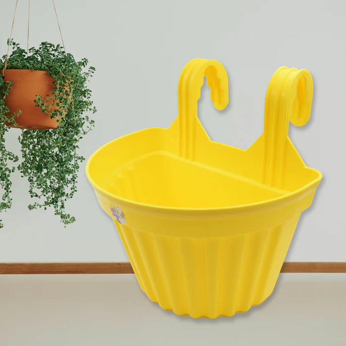 Multicolor Hanging Plastic Planters 3pcs | Railing Planters for Balcony