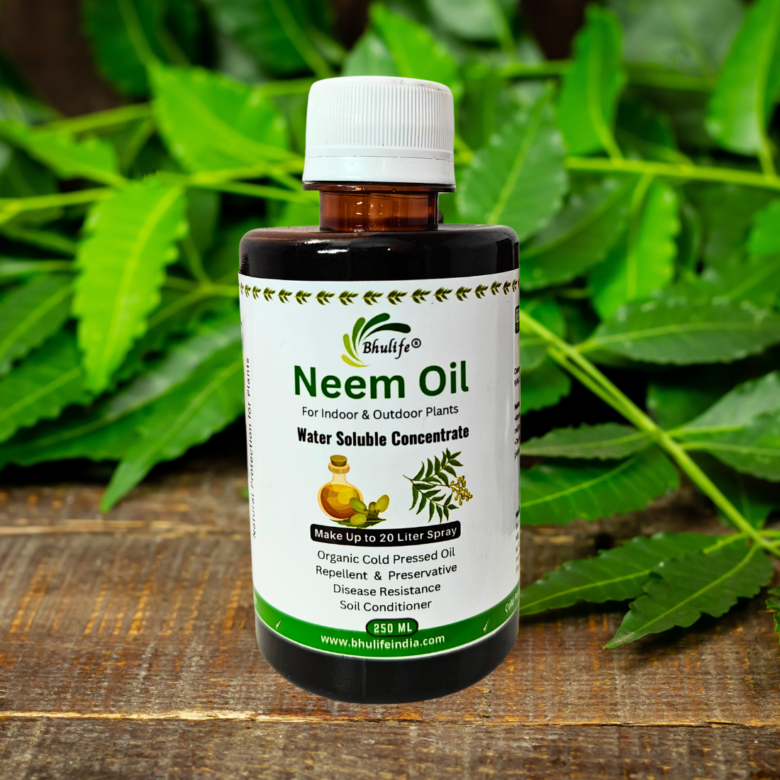 Bhulife Organic Concentrated Neem Oil for Plants For Making 20 Lt Solution (250 ML)