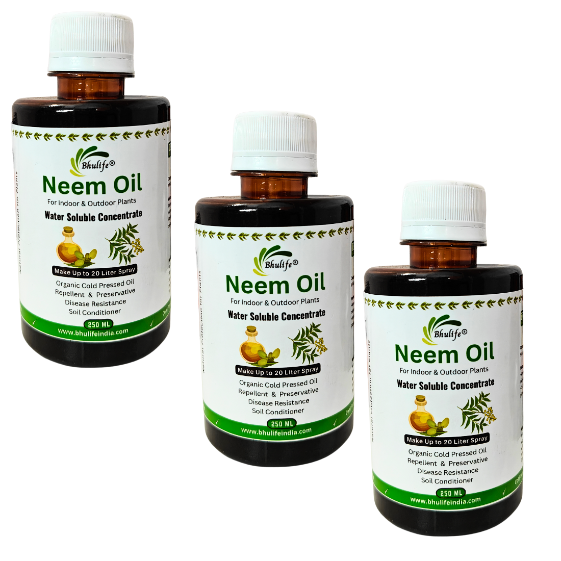 Bhulife Organic Concentrated Neem Oil for Plants For Making 20 Lt Solution (250 ML)
