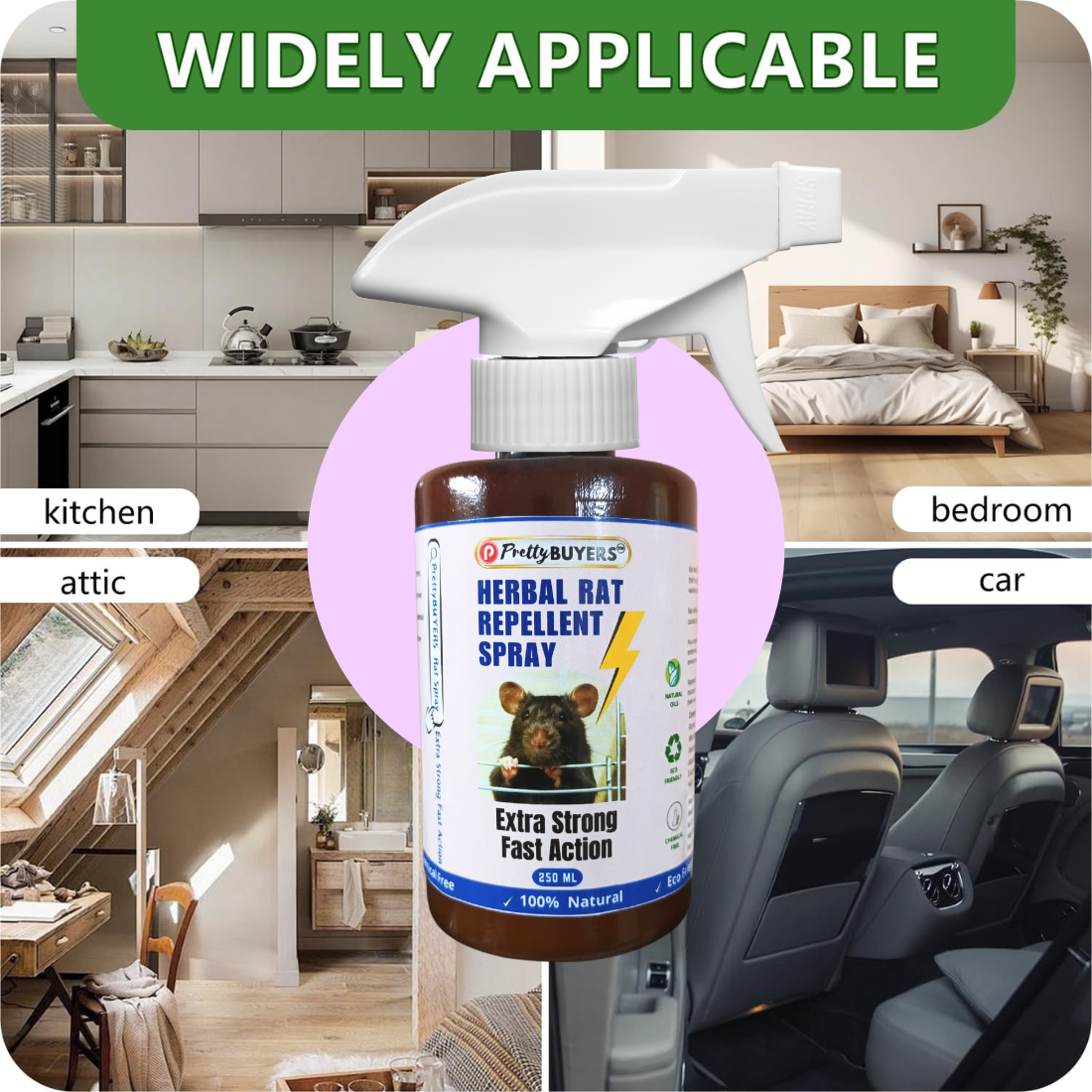 PrettyBUYERS Herbal Rat Killer Spray | Best Rat Repellent Spray For Home & Godowns | 250 ML