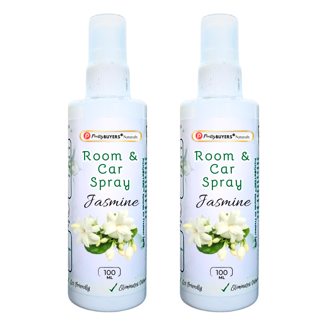 PrettyBUYERS Jasmine Room & Car Spray Air Freshener | Odor Eliminator Spray 100MLx2