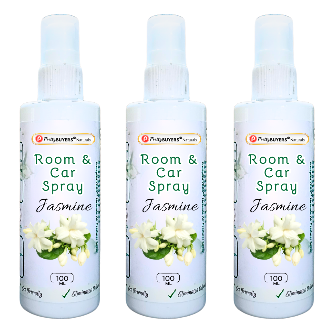 PrettyBUYERS Jasmine Room & Car Spray Air Freshener | Odor Eliminator Spray 100MLx3
