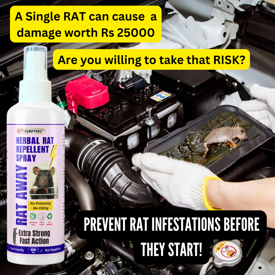 Pretty Buyers Rat Away Rat Repellent Spray for Car 100ml