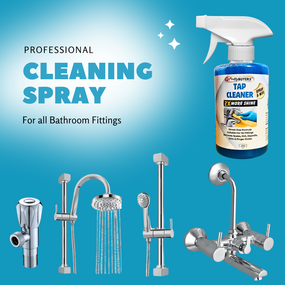Prettybuyers Tap cleaner for bathroom | Hard water stain remover and Shower head cleaner | Taps cleaning liquid spray 250 ml