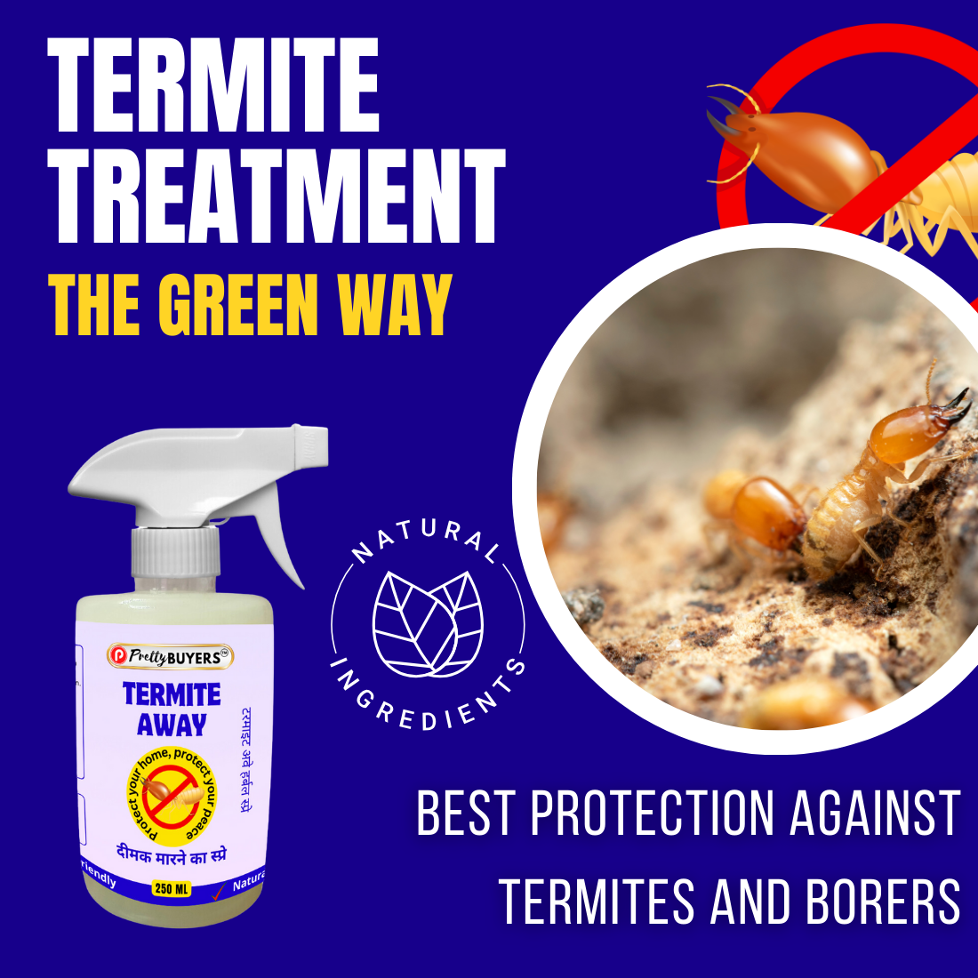 PrettyBUYERS Naturals Termite Killer Spray | 100% Organic Wood Protection | 250MLx2