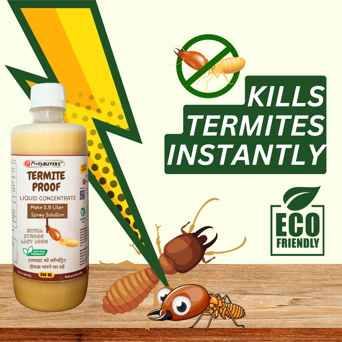 PrettyBUYERS Herbal Termite Killer Concentrated Solution | Make 5Lt Termite Spray From This Solution | 500ML (Pack Of 2)