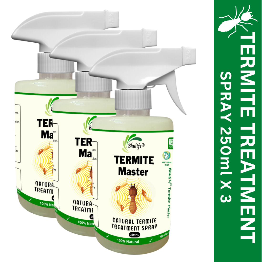 Bhulife Natural Termite Killer Spray & Wood Protection 250MLx3