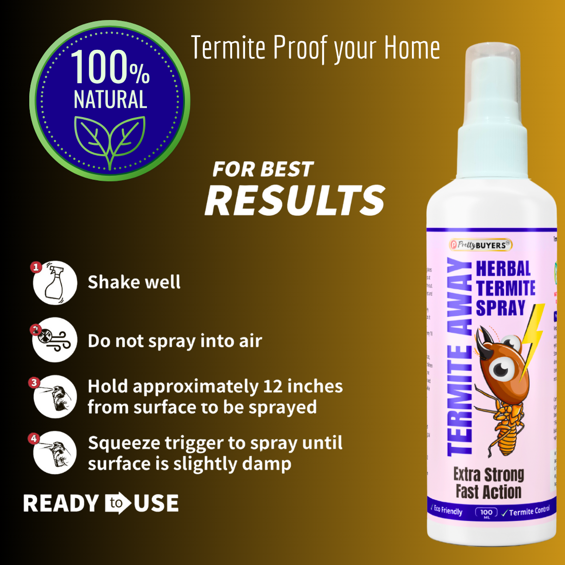 PrettyBUYERS Herbal Termite Killer Spray | Most effective 100 ML