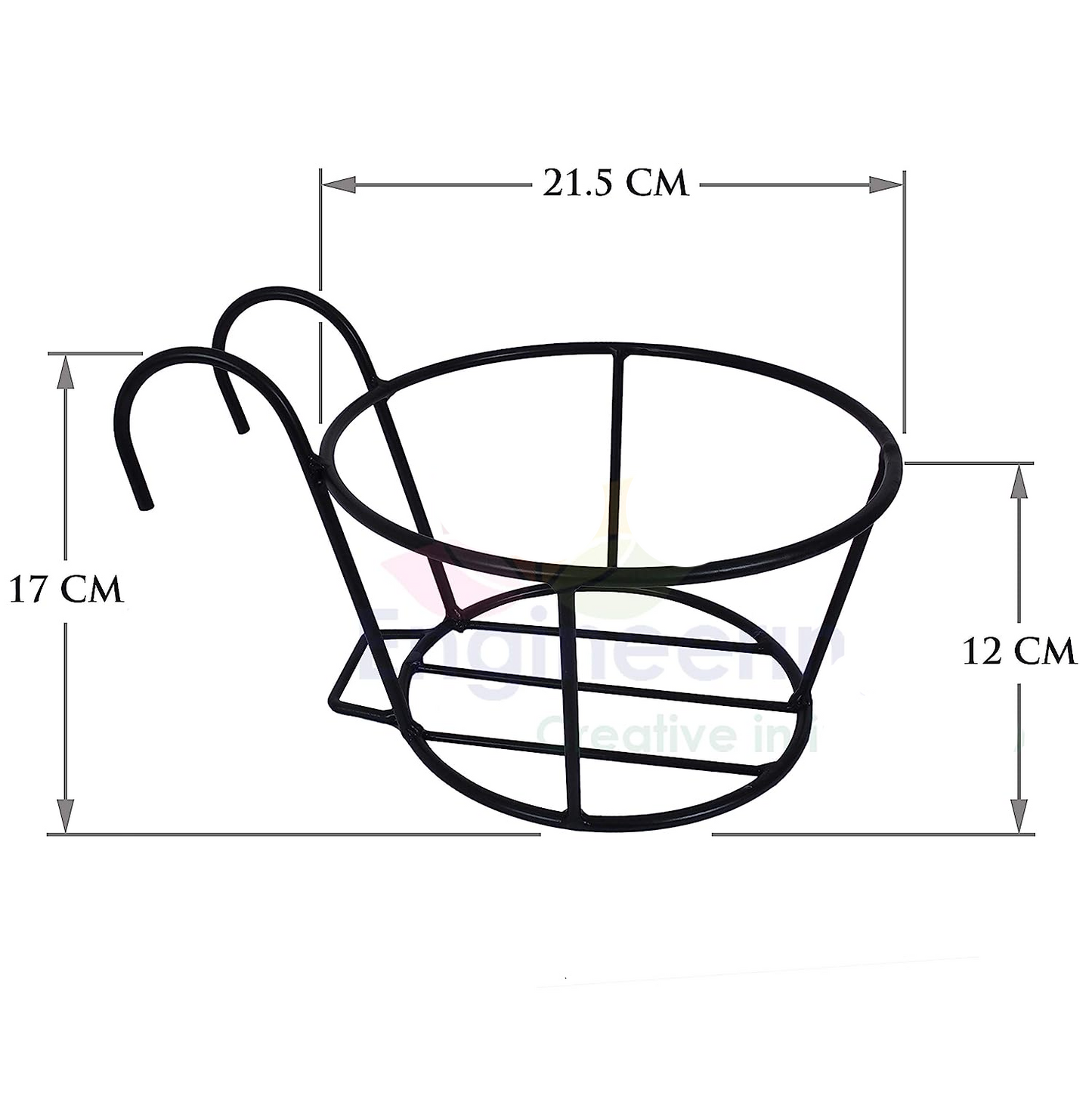 United Crafts Metal Railing Pot Stand (Set of 2) Decorative Pots Holder for Indoor Planter/Metal Hanging Plant Hanger Balcony Hook Garden Decoration