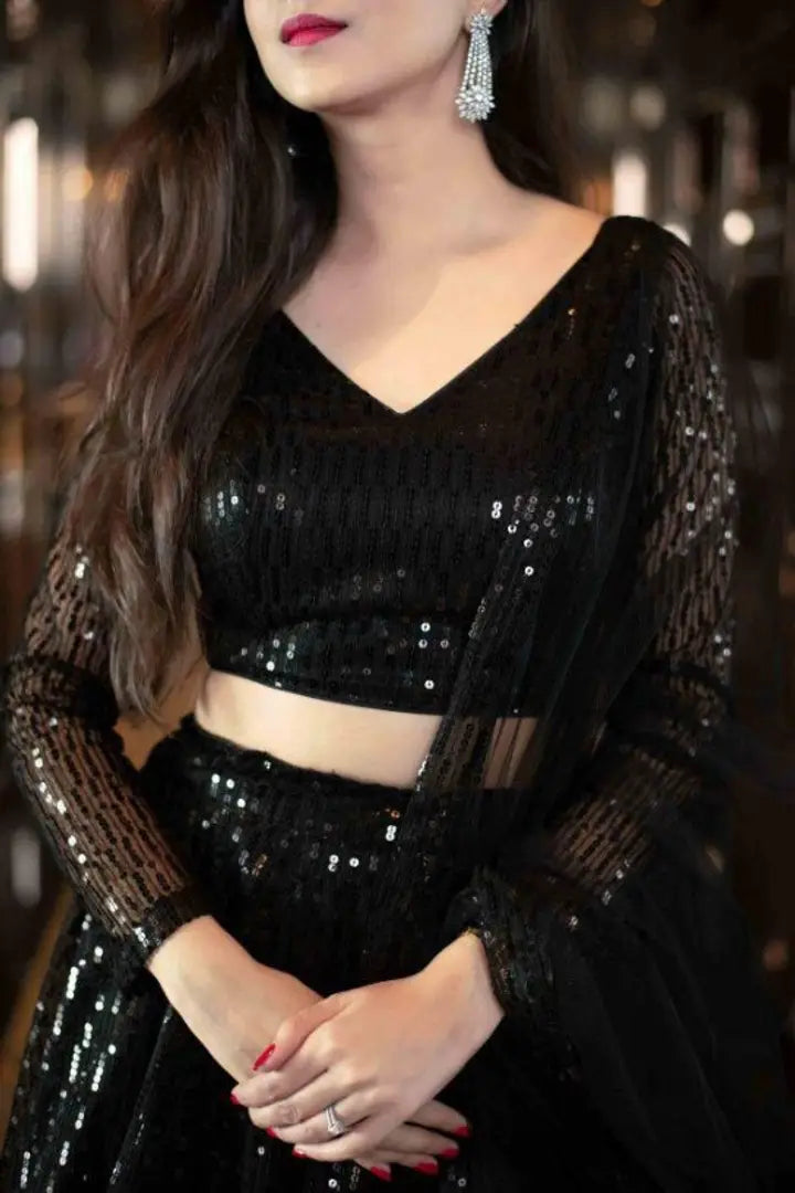 Attractive Supernet Embroidered Semi Stitched Lehenga Choli