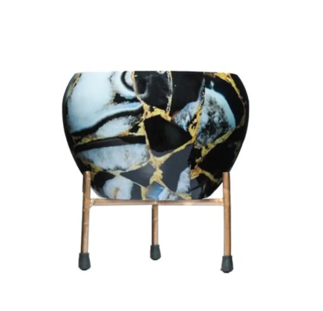 Decorative Pots for Indoor Plants Mid Century Modern Planter with Stand (Plants not Included) (5.5x6 inch) (Black)