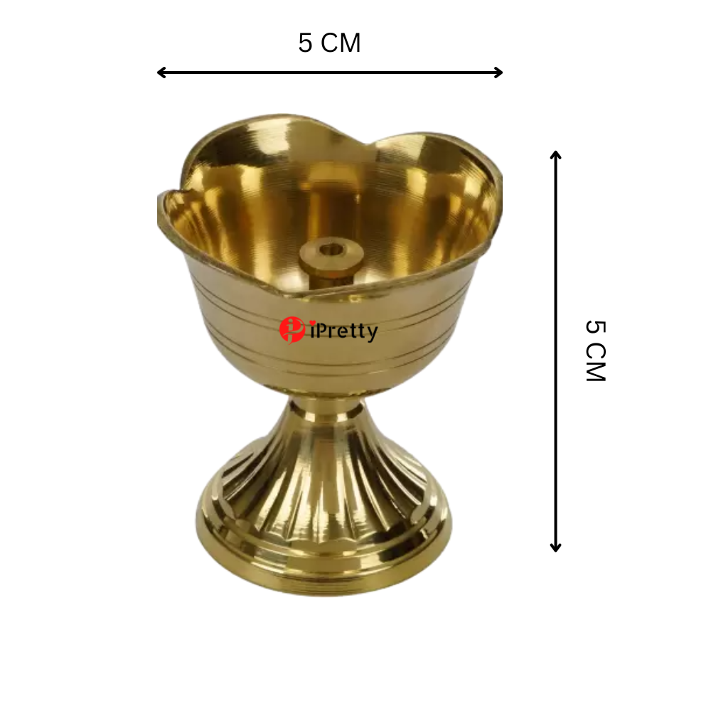 iPretty Akhand Brass Diya Small Lotus Design | Pital Diya For Puja | Brass Diya For Puja
