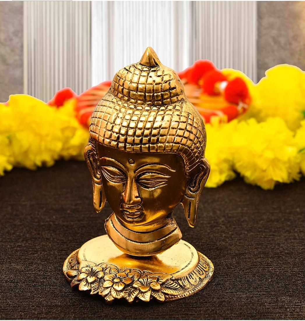 Decorative Golden Lord Buddha Head Idol Showpiece
