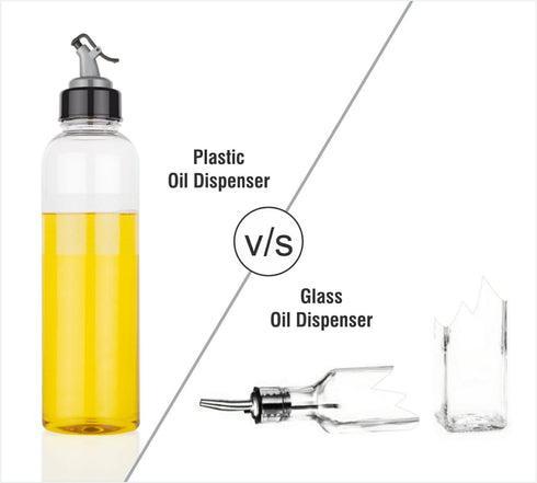 iPretty 1ltr Oil Dispenser with Lid - Clear, Drip Free Spout, Controlled Use Pack of 2