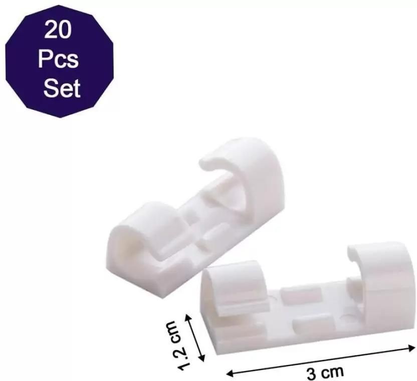 Self Adhesive Cable Clips Wire Manage Holder Sticky Mount-Round Plastic Cable Cord(20 pcs 1 Set)
