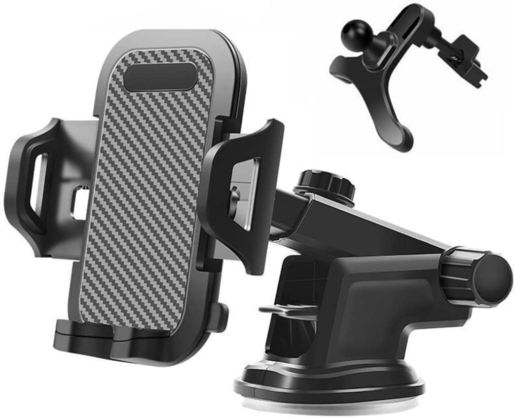 iPretty Car Mobile Stand Holder Mount with 360 Degree Flexible Neck Fit for Universal Car Windshield Dashboard Use Size 4-11" inch - (Black)