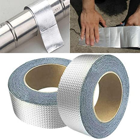 iPretty Waterproof Aluminum Foil Rubber Tape Flashing Leak Proof Patch For Outdoor Roof Flashing, Surface Crack, Pipe Repair Tape 5 Meter,Silver