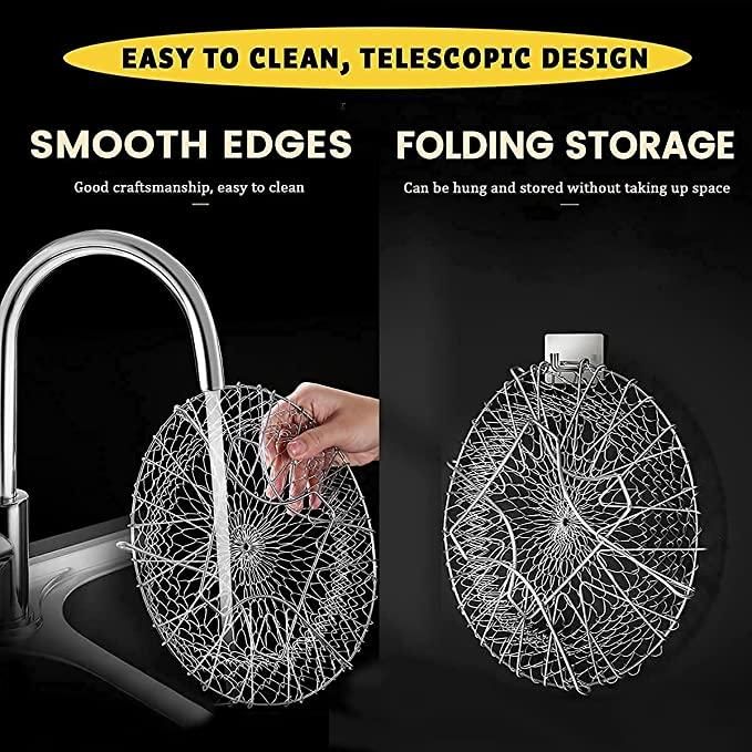 Frying Basket-Multi Function Chef Basket 12-in-1 Stainless Steel Foldable Kitchen Tool for Rinse, Cook, Deep Fry