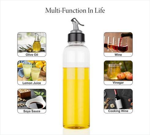 iPretty 1ltr Oil Dispenser with Lid - Clear, Drip Free Spout, Controlled Use Pack of 2