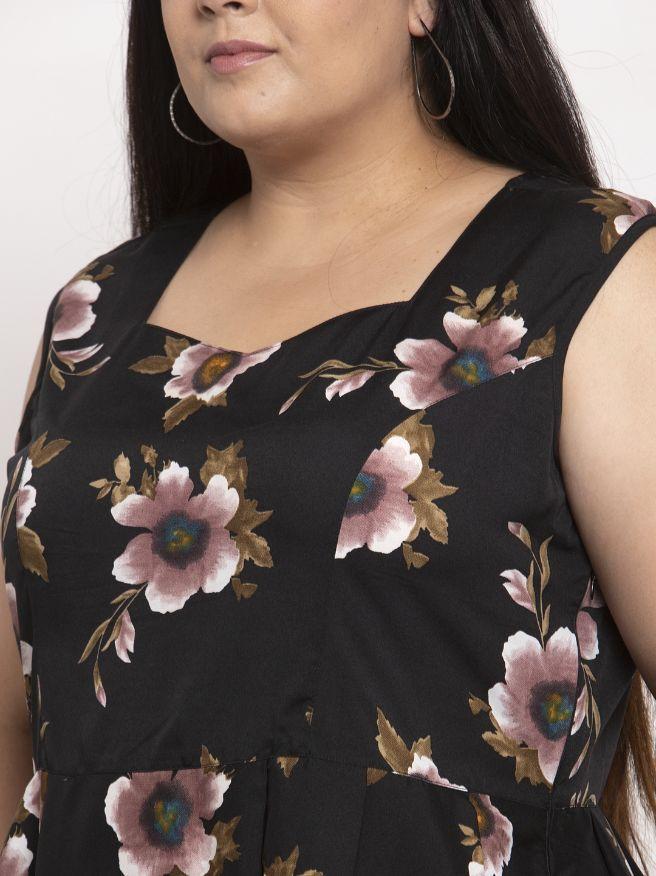 Women's Plus Size Crepe Floral Print Short Dress