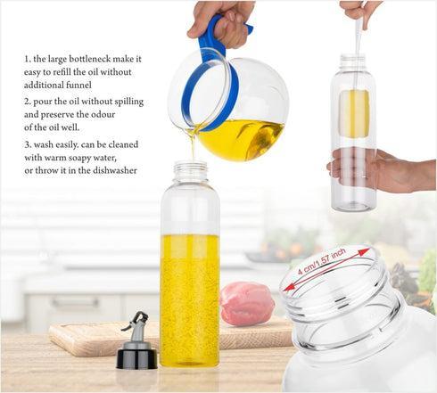 iPretty 1ltr Oil Dispenser with Lid - Clear, Drip Free Spout, Controlled Use Pack of 2