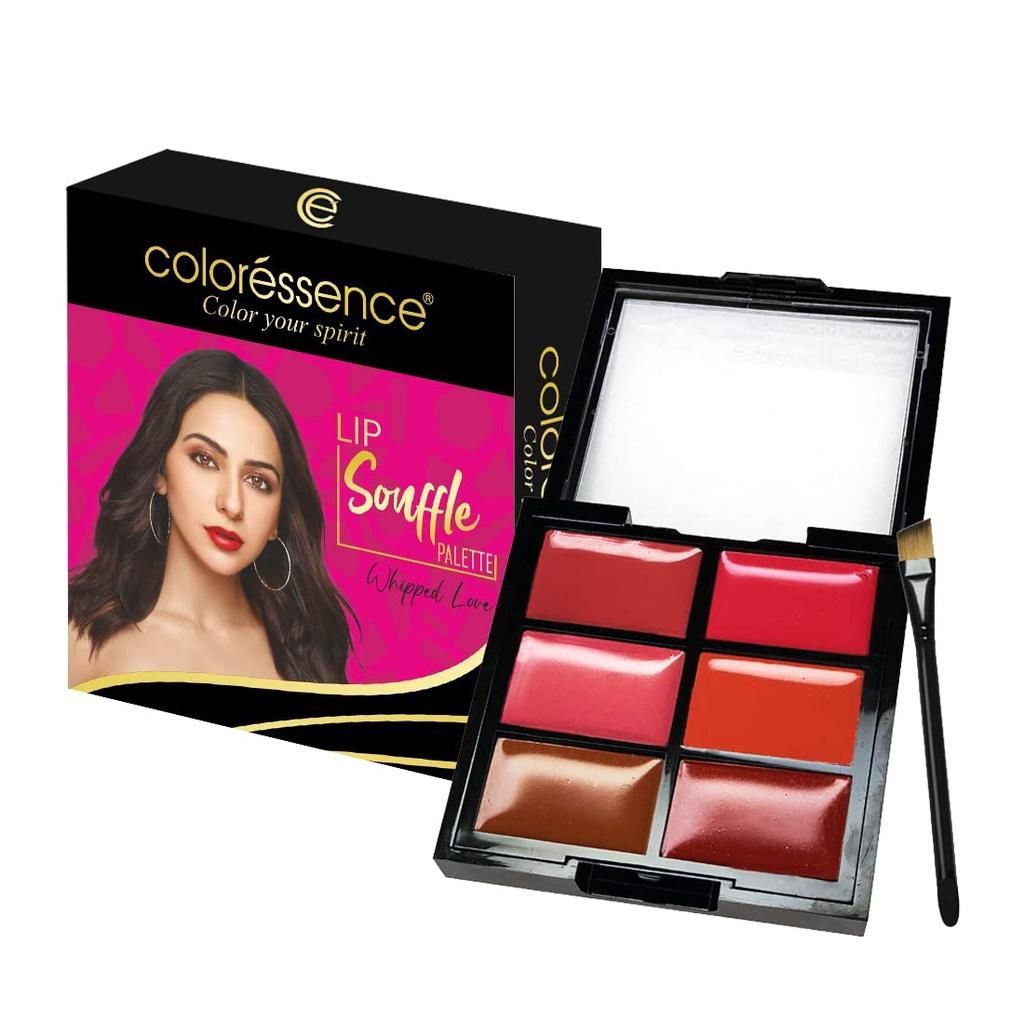 Coloressence Lip Souffle Moisturizing Creamy Multicolor Glossy Lipstick Palette, Long Lasting Waterproof Formula