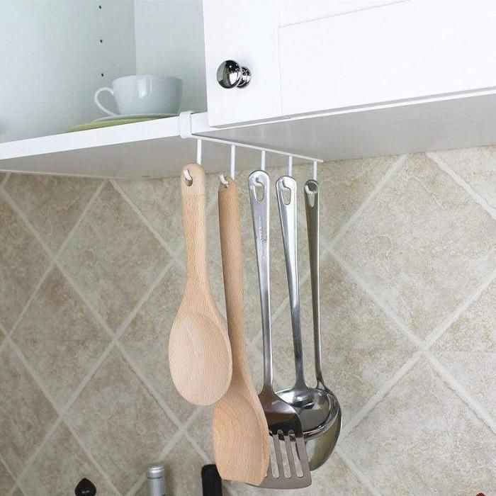 iPretty Hook Organizer-Under Shelf 6 Hook Metal Storage Organizer for Kitchen, Bathroom, Office Buy 1 Get 1