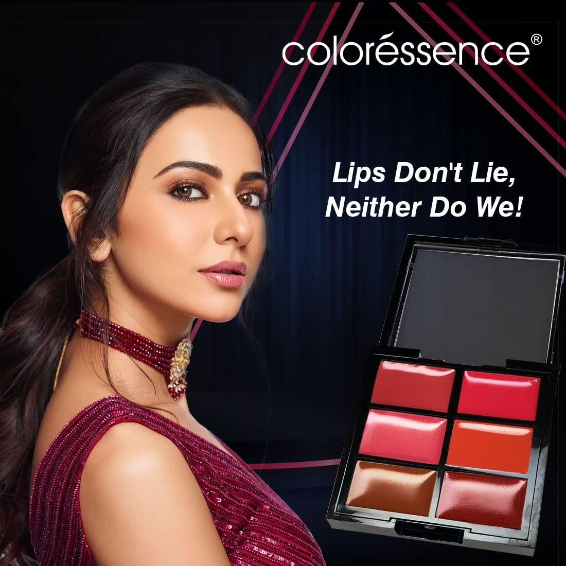 Coloressence Lip Souffle Moisturizing Creamy Multicolor Glossy Lipstick Palette, Long Lasting Waterproof Formula