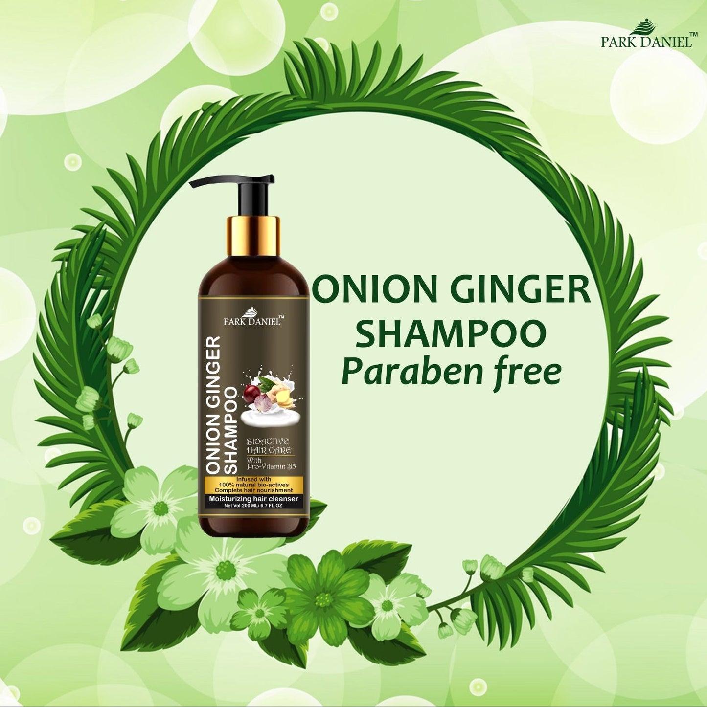 Park Daniel Premium Pure and Natural Charcoal Keratin Shampoo & Onion Ginger Shampoo Combo Pack Of 2 bottle of 200 ml(400 ml)
