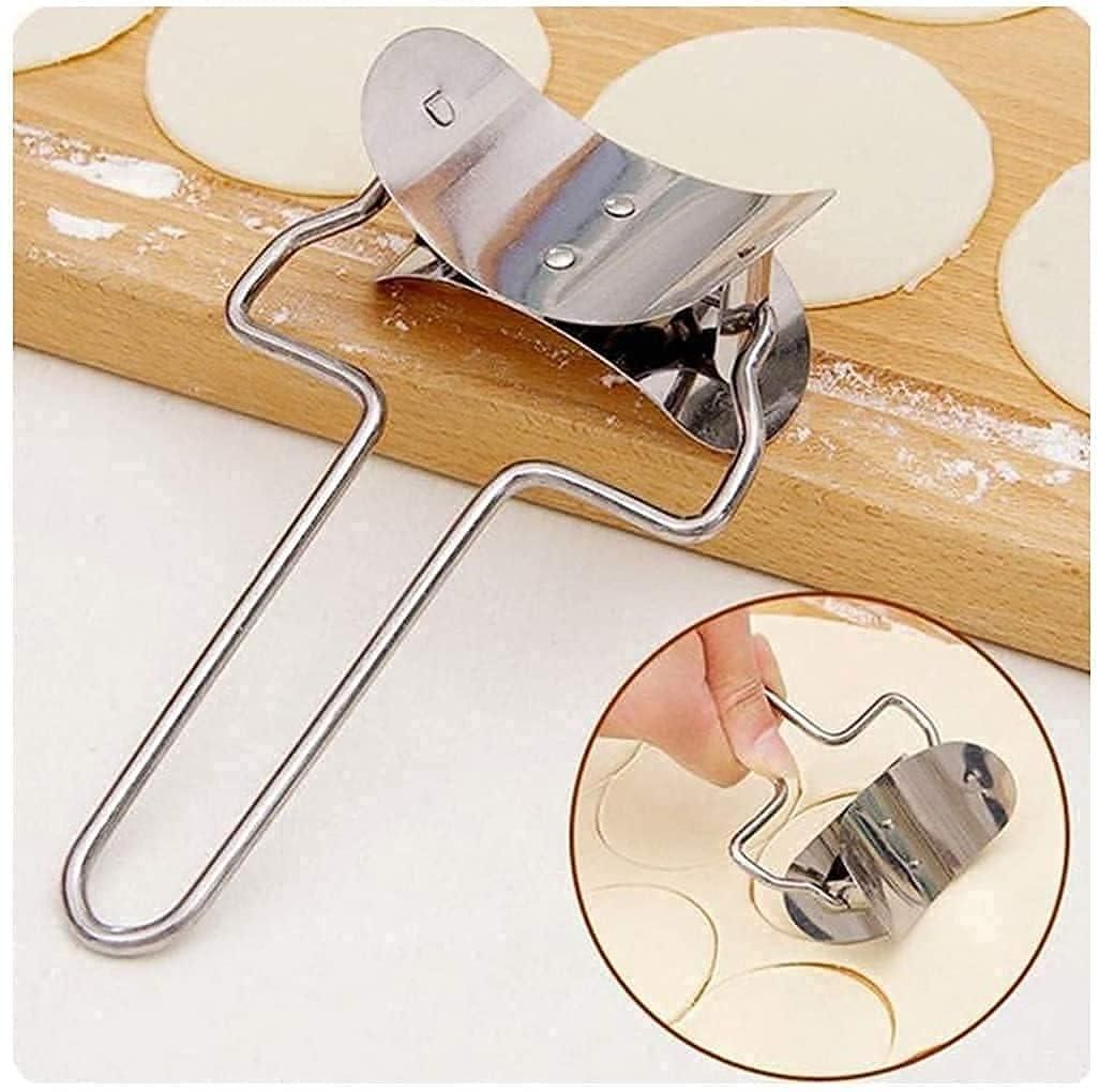 iPretty Combo of Manual Stainless Steel Puri Cutter Roller Machine with Handle & Dumpling Maker(Momos Maker)for Home Baking Tools (pack of 2)