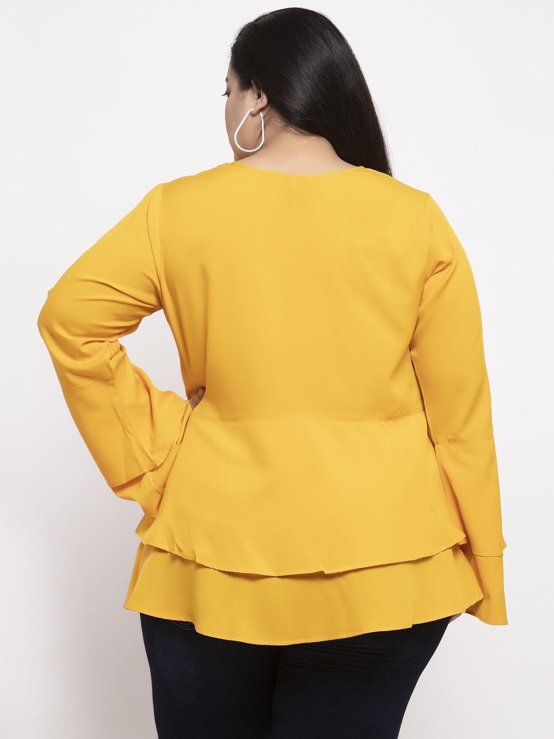 Flambeur Women's Plus Size Crepe Solid Tops