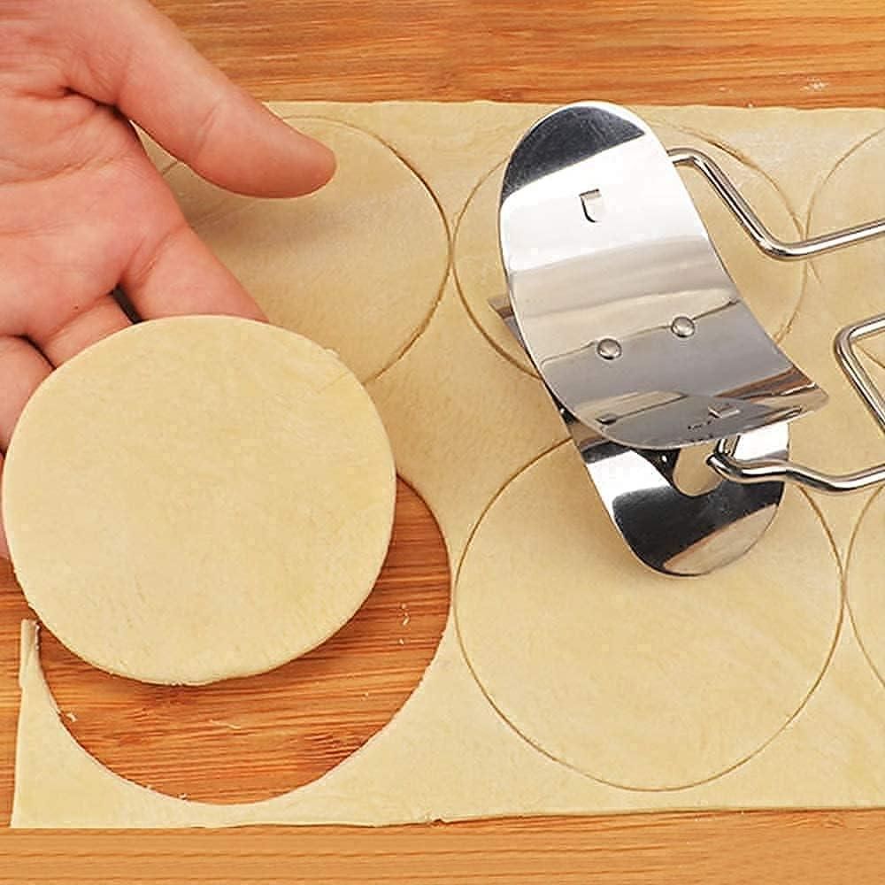 iPretty Combo of Manual Stainless Steel Puri Cutter Roller Machine with Handle & Dumpling Maker(Momos Maker)for Home Baking Tools (pack of 2)