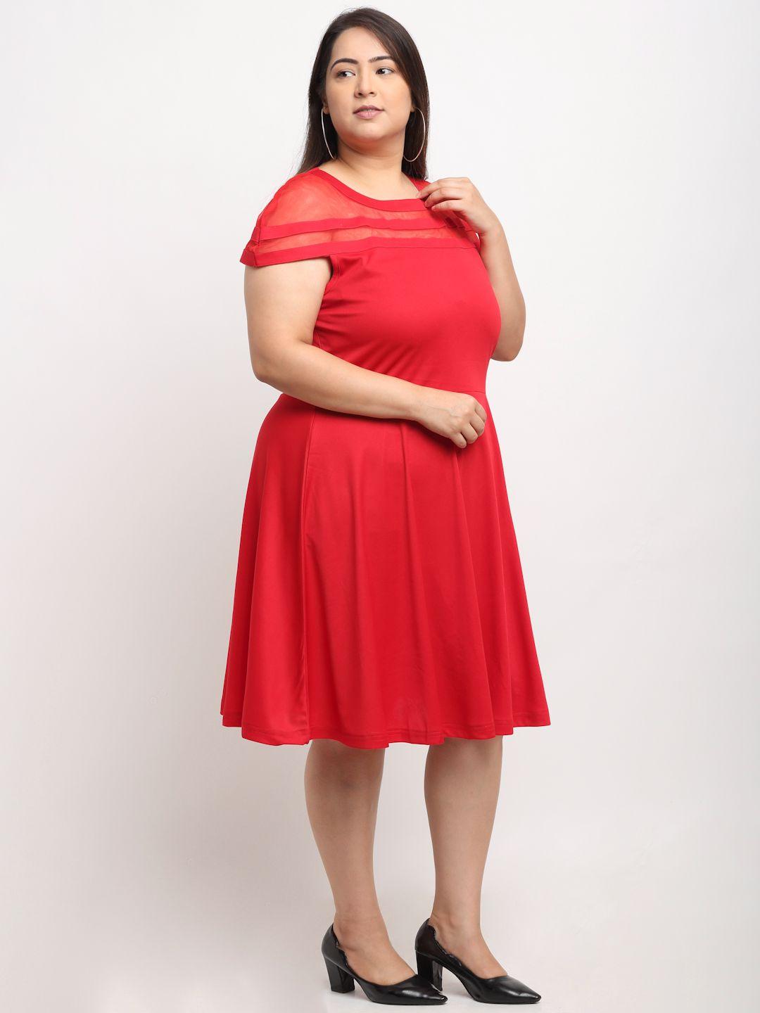 Women's Plus Size Hosiery Solid Net Pattern Flared Short Dress