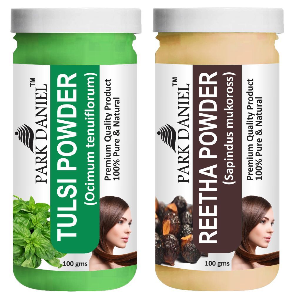 Park Daniel Pure & Natural Tulsi Powder & Reetha Powder Combo Pack of 2 Bottles of 100 gm (200 gm )