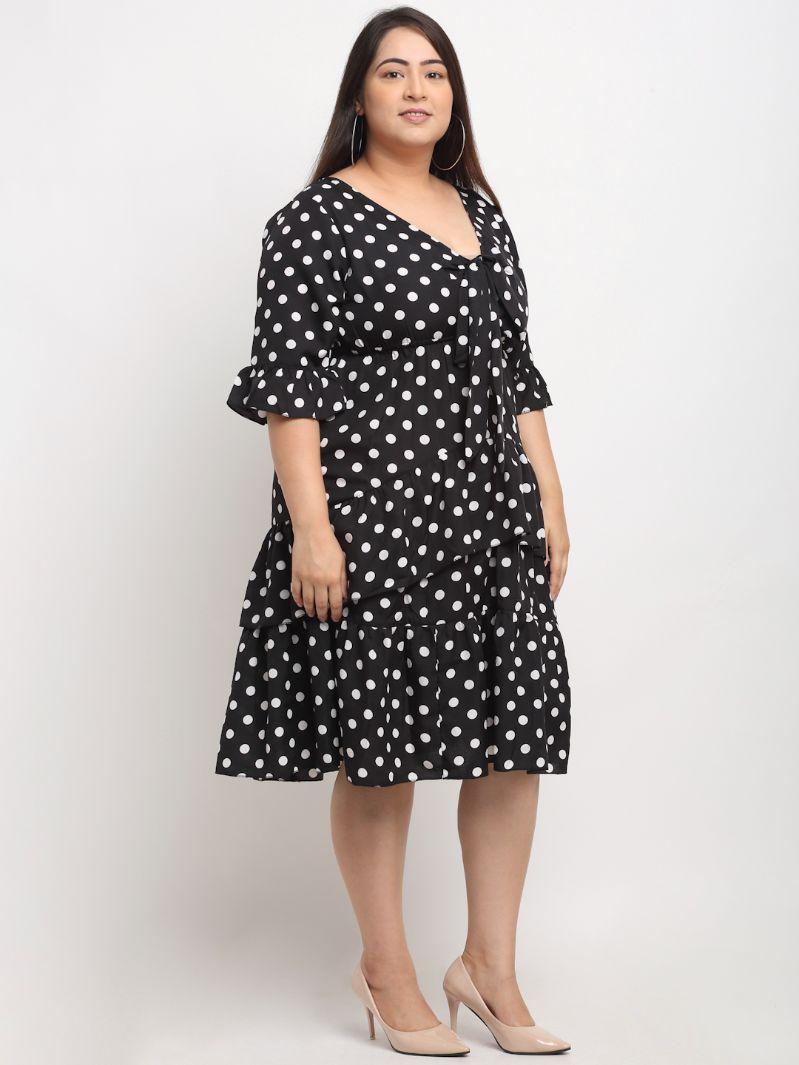 Women's Plus Size Crepe Printed Bell Sleeves Short Dress